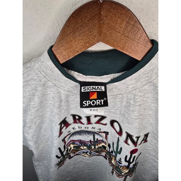 Vintage Arizona Shirt Youth Medium Desert Graphic Gray Double Sleeve Nature Tee - Picture 5 of 8